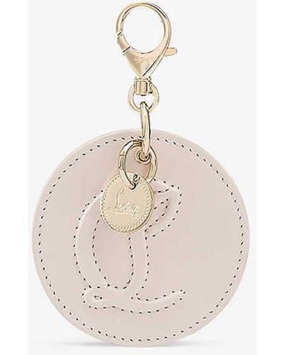 Christian Louboutin Logo-embossed Leather And Brass Bag Charm - White