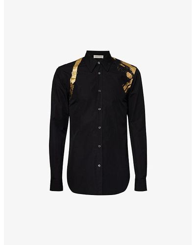 Alexander McQueen Harness Graphic-print Regular-fit Cotton-poplin Shirt - Black