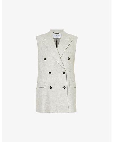 Gabriela Hearst Mayte Double-breasted Cashmere And Linen-blend Vest - White