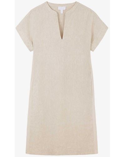 The White Company Relaxed-fit Pintuck Linen Mini Dress - White