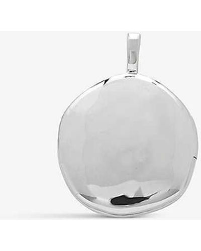 Monica Vinader Deia Round Pebbled Recycled Sterling-silver Locket - White