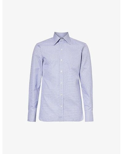 Tom Ford Spread-collar Slim-fit Cotton-poplin Shirt - Blue