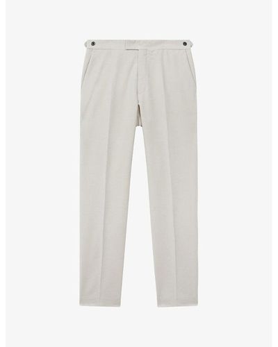 Reiss Grove Pressed-crease Slim-leg Stretch-woven Pants - Grey