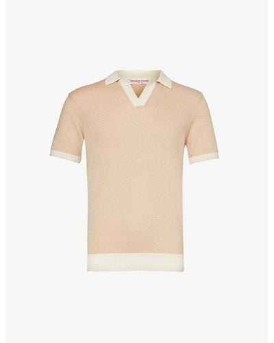 Orlebar Brown Horton Ribbed-trim Wool And Cotton-blend Polo Shirt X - Natural