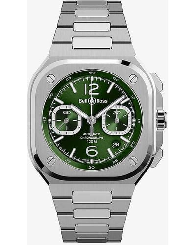 Bell & Ross Br05c-gn-stsst Chrono Stainless-steel Automatic Watch - Green