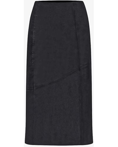 Ro&zo Regular-fit High-rise Leather Midi Skirt - Black