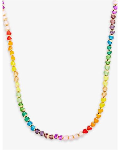 Anni Lu Tennis Beaded 18ct Yellow Gold-plated Brass Necklace - Metallic