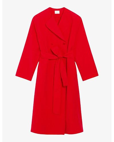 Claudie Pierlot Wide-collar Regular-fit Cotton-blend Coat - Red