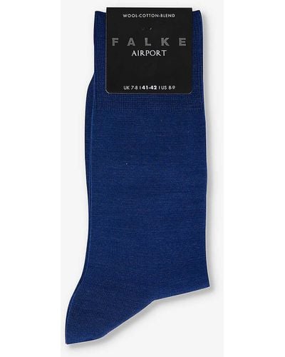 FALKE Airport Ribbed-trim Wool-blend Socks - Blue