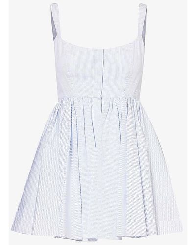 Alaïa Stripe-pattern Sleeveless Cotton Mini Dress - White