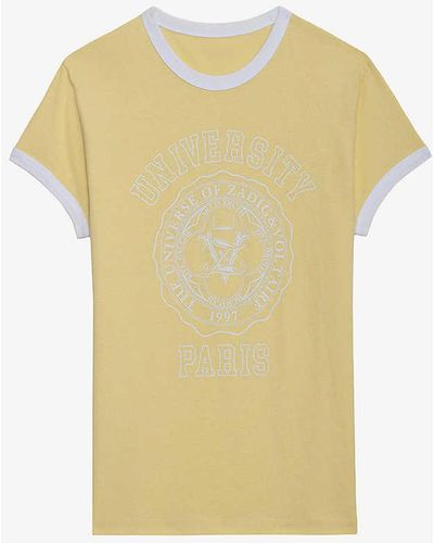 Zadig & Voltaire Walk Graphic-print Short-sleeve Cotton-blend T-shirt - Yellow