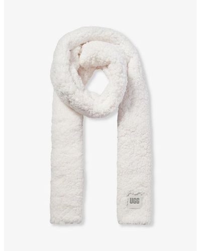 UGG Brand-patch Textured Faux-fur Scarf - White