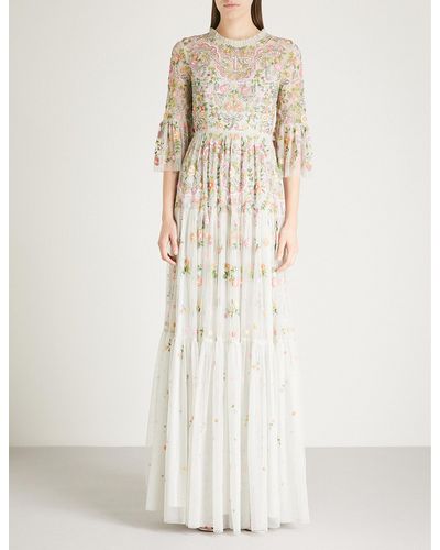 Needle & Thread Dragonfly Beaded And Embroidered Tulle Gown - Multicolour