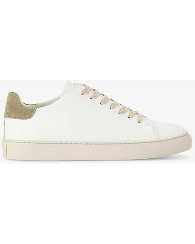 Kurt Geiger Lennon Logo-embossed Leather Low-top Trainers - Natural