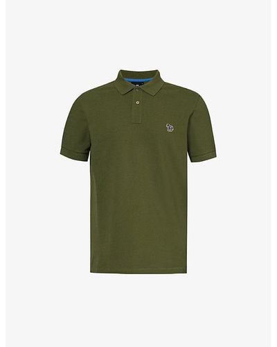 PS by Paul Smith Zebra-embroidered Cotton-piqué Polo Shirt - Green