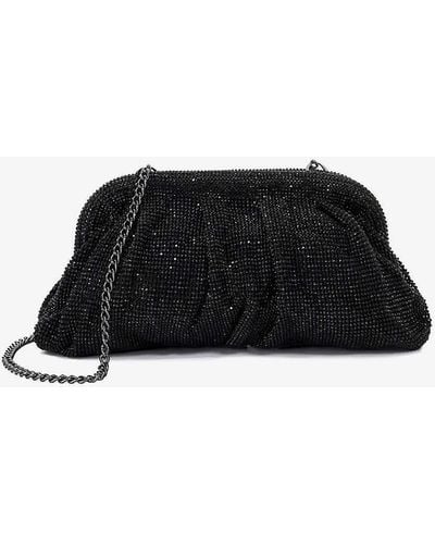 Dune Elegant Crystal-embellished Woven Clutch Bag - Black