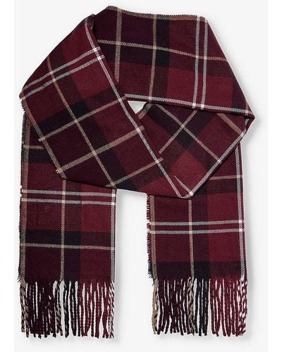 Barbour Galingale Tartan-pattern Knitted Scarf - Purple