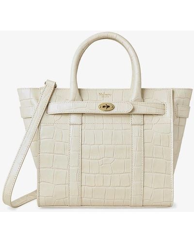 Mulberry Zipped Bayswater Mini Croc-effect Leather Cross-body Bag - Natural