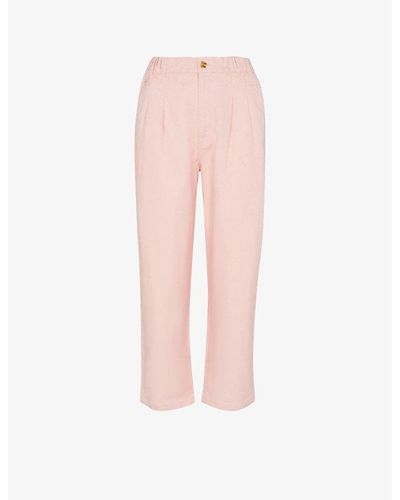 Whistles Elasticated-waist Tapered Cotton Pants - Pink