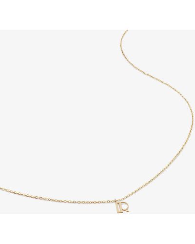 Monica Vinader Small Letter R 14ct Yellow-gold Pendant Necklace - White