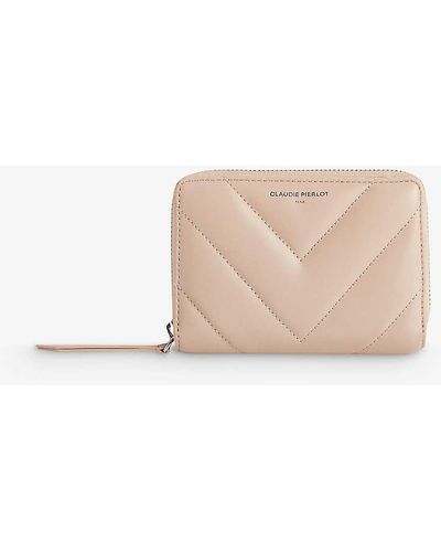 Claudie Pierlot Answer Logo-embossed Quilted-leather Wallet - Natural