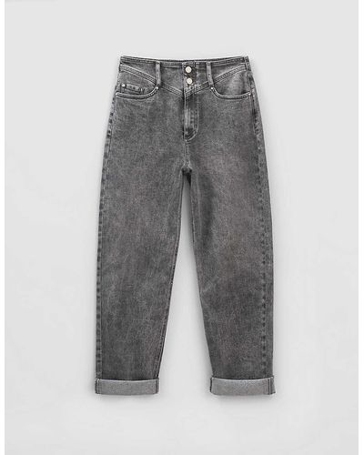 IKKS Acid-wash Relaxed-fit Straight-leg High-rise Stretch-denim Jeans - Grey
