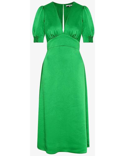 OMNES Odette V-neck Eco-viscose Midi Dress - Green