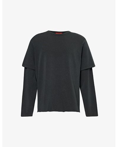424 Layered Long-sleeved Stretch-cotton T-shirt X - Black