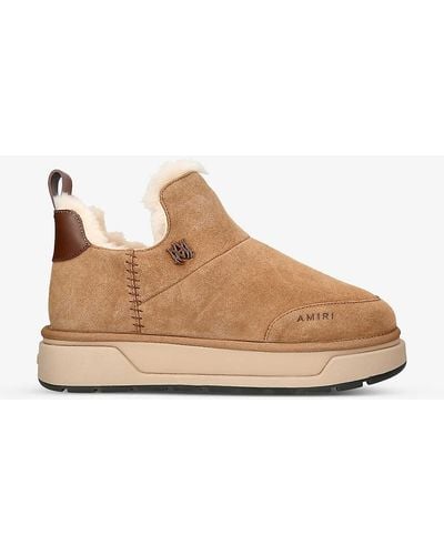 Amiri Malibu Shearling-trim Suede Ankle Boots - Natural