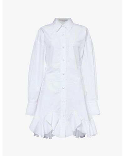Stella McCartney Shirt Patch-pocket Cotton Mini Dress - White