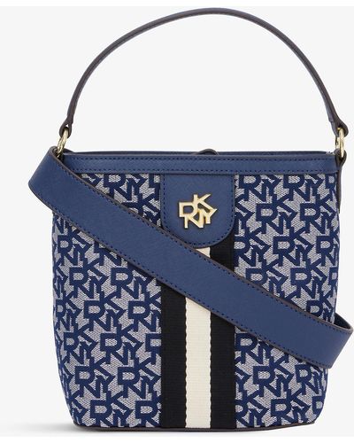 DKNY Carol Monogram-print Woven Bucket Cross-body Bag - Blue