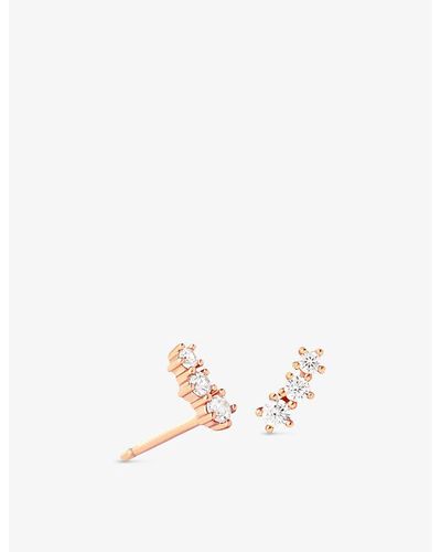 Astrid & Miyu Crystal Crawler 14ct Yellow Gold-plated Recycled Sterling-silver And Cubic Zirconia Stud Earrings - White