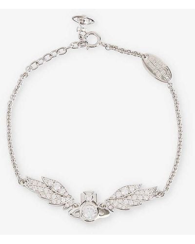 Vivienne Westwood Dawna Orb-embellished 925 Sterling Silver And Cubic Zirconia Bracelet - White