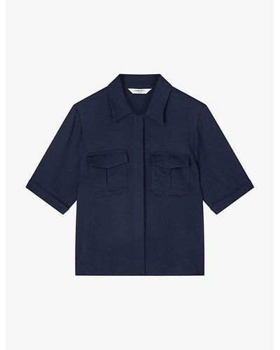 LK Bennett Luna Patch-pocket Woven Shirt - Blue