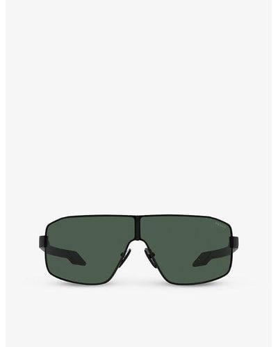 Prada Linea Rossa Ps 54ys Shield-frame Metal Sunglasses - Green