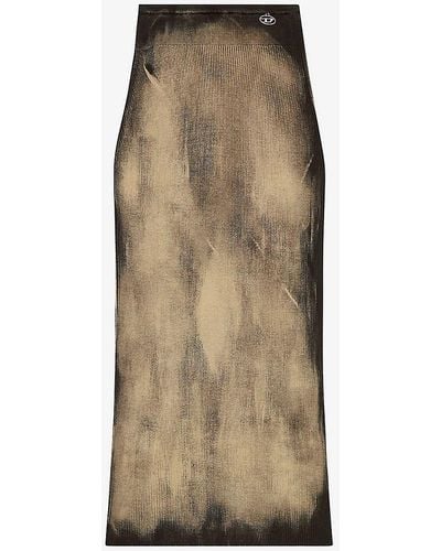 DIESEL M-delma Bleached-effect High-rise Stretch-knit Maxi Skirt - Natural