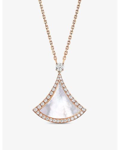 BVLGARI Divas' Dream 18ct Rose-gold, Mother-of-pearl And 0.5ct Round Brilliant-cut Diamond Necklace - White