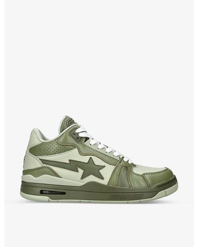 A Bathing Ape Bape Sta M1 Leather Mid-top Sneakers - Green