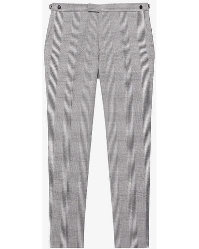Reiss Matinee Checked Slim-fit Woven Trousers - Grey