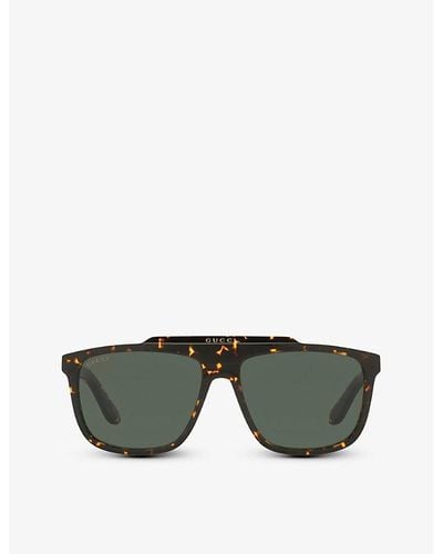 Gucci gg1039s Rectangular-frame Acetate Sunglasses - Green