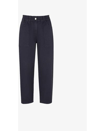 Whistles Tessa Cropped Mid-rise Cotton Trousers - Blue