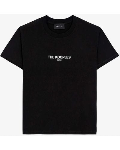 The Kooples Brand-print Cotton-jersey T-shirt - Black