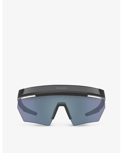 Prada Linea Rossa Ps 01ys Shield-frame Acetate Sunglasses - Blue