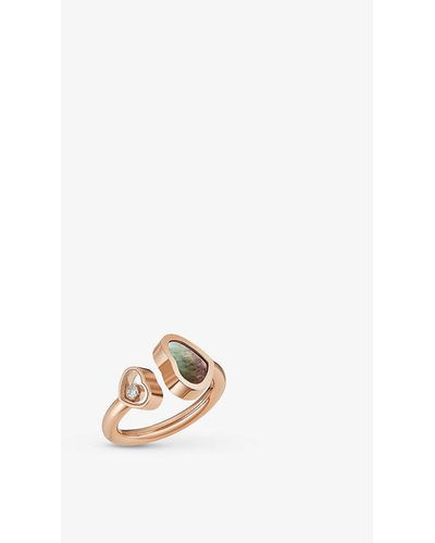 Chopard Happy Hearts 18ct Rose-gold, 0.04ct Diamond And Mother-of-pearl Ring - Metallic