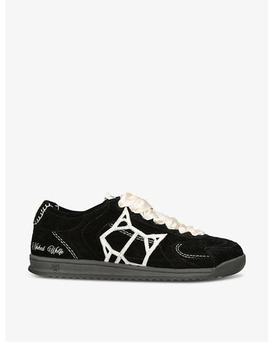 Naked Wolfe Exposure Logo-embroidered Suede Low-top Sneakers - Black