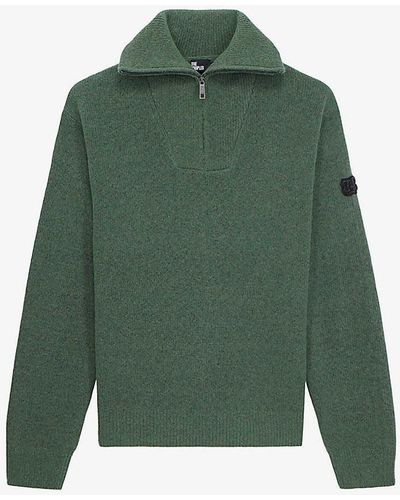 The Kooples Zip-neck Regular-fit Wool And Alpaca-blend Jumper X - Green