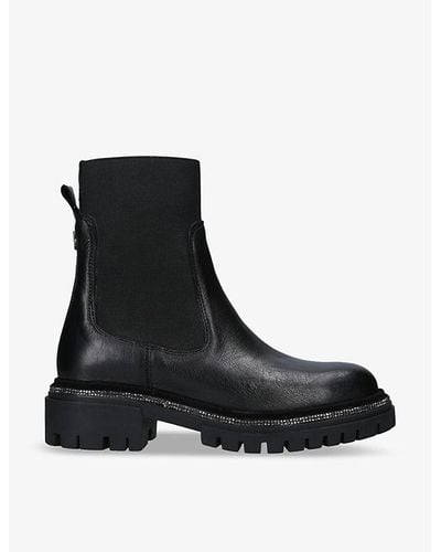 Carvela Kurt Geiger Dazzle Diamante-embellished Leather Ankle Boots - Black