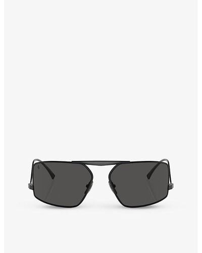 Ferrari Fh1008 Irregular-frame Metal Sunglasses - Black