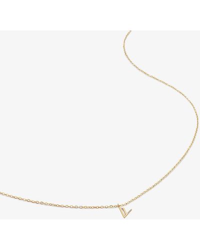 Monica Vinader Small Letter V 14ct Yellow-gold Pendant Necklace - White