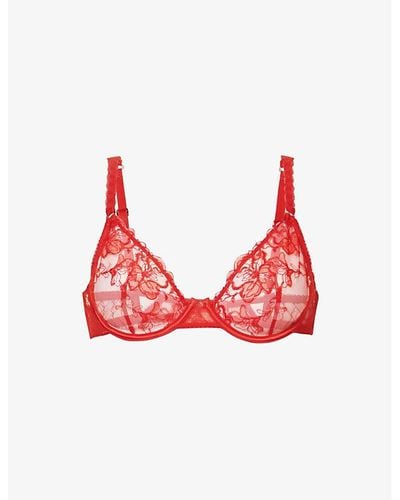 Lounge Underwear Danielle Lace Plunge Bra - Red